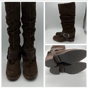 Matisse suede tall riding cowboy boots buckle tan 7M